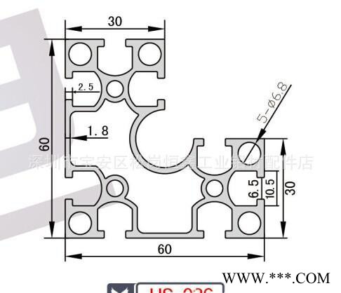 直角工业支架铝型材.6630L角铝型材.电泳支架铝型材图2