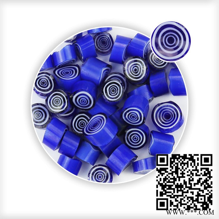 曼德1707006-2-7DIY工具 电镀槽250克装热熔琉璃玻璃切块蓝色大圈图案多种颜色千花微波窑炉玻璃图7