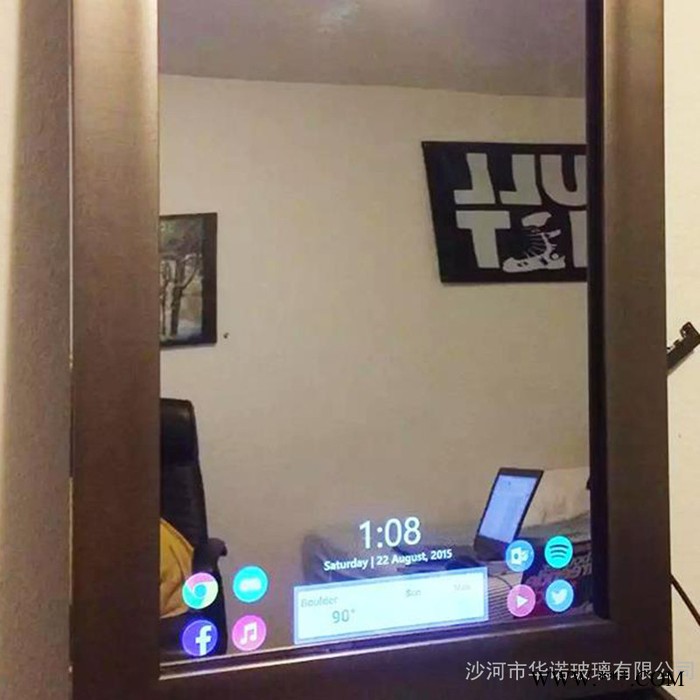 河北镜面玻璃 不导电镀膜玻璃生产中 后边可放液晶显示屏的透视镜图2