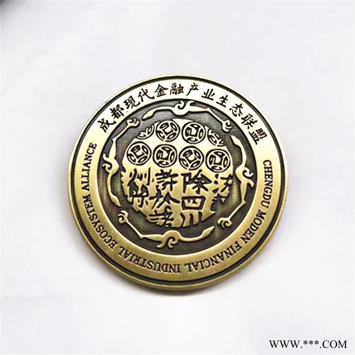 徽章 浮雕立体牛头徽章 金属电镀古青铜胸章 可开模定制