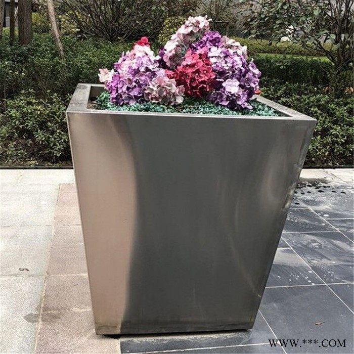 不锈钢花箱商场组合花盆 定制组合花钵不锈钢电镀花盆厂家图2