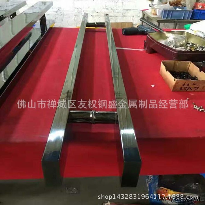 电镀镜面黑钛金方管不锈钢门拉手  办公室玻璃门砂面拉手图2