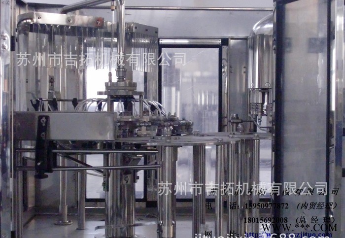 8000瓶每小时含气饮料灌装机, 三合一小瓶灌装机,铝箔封口机,全自动铝箔封口机。铝箔三合一机,全自动铝箔封口机图3