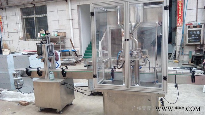 洗涤用品灌装生产线是由理瓶、灌装、旋盖、铝箔封口、贴标机等单机组成的瓶装生产线 灌装旋盖机图3