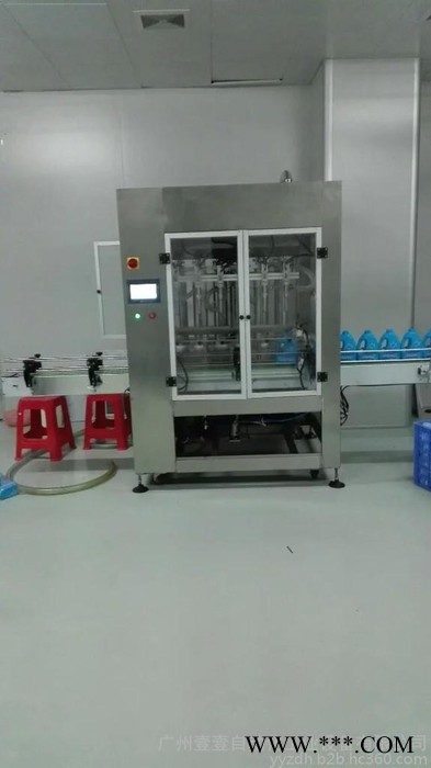 洗涤用品灌装生产线是由理瓶、灌装、旋盖、铝箔封口、贴标机等单机组成的瓶装生产线 灌装旋盖机图5