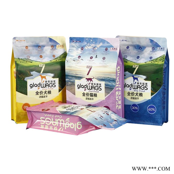 骏跃 八边封狗粮袋  八边封宠物狗粮自立袋 猫粮狗粮包装袋 铝箔站立狗粮自封拉链袋尺寸 厂家材质图5