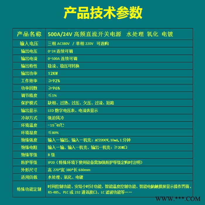 500A/24V高频直流电源水处理电源阳极氧化整流器高频电镀整流机图3