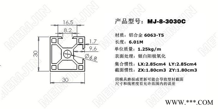 铝型材3030C上海闽坚铝业生产销售阳极氧化耐腐蚀图2