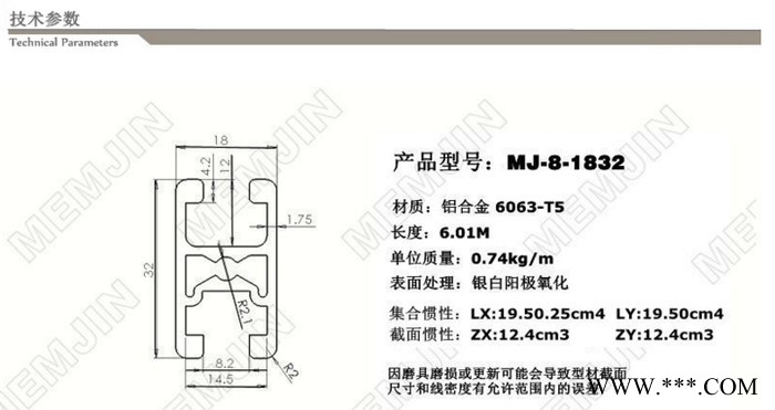 铝合金型材1832上海闽坚铝业生产销售阳极氧化耐腐蚀图2