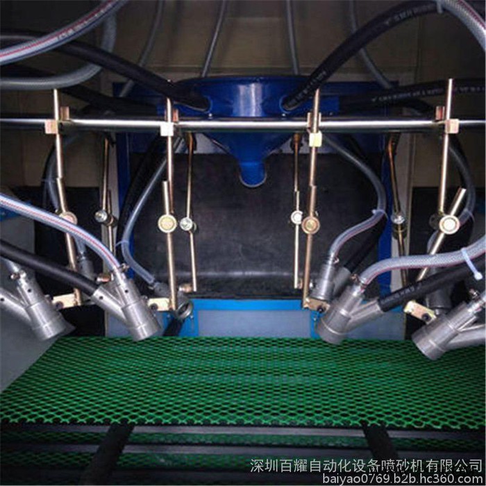 不锈钢五金自动喷砂机热处理焊接件喷砂设备工厂直销全国自动喷砂机百耀BH-3510-12A 输送式自动喷砂机图6