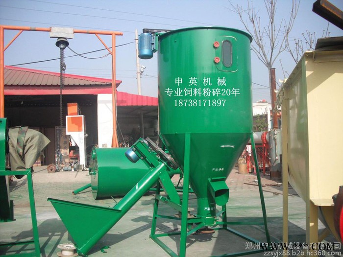 申英牌500型饲料粉碎混合机组玉米饲料粉碎机打料机猪饲料搅拌机饲料混合搅拌罐铸铁粉碎机养殖场用粉料机设备立式饲料搅拌罐图3