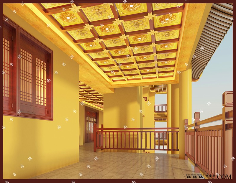 寺庙室内浮雕天花板仿古吊顶装饰铝板雕花藻井图2