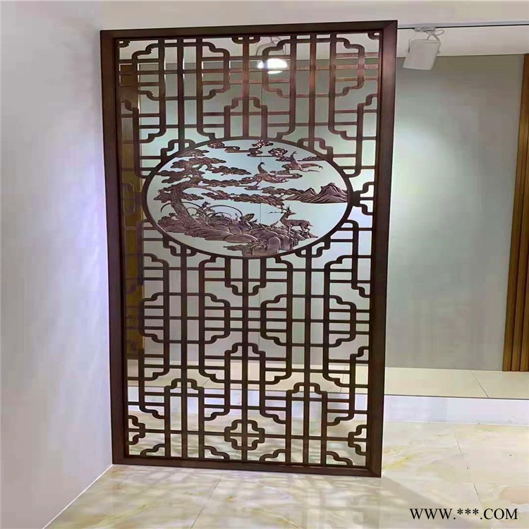 玄关隔断铝屏风  铝板雕刻铝屏风 型材焊接铝花格 厂家价格图2