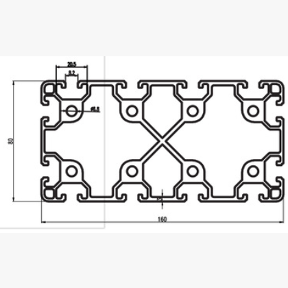 80160 工业铝合金型材80*160重型铝型材80160W3mm厚欧标铝型材图2
